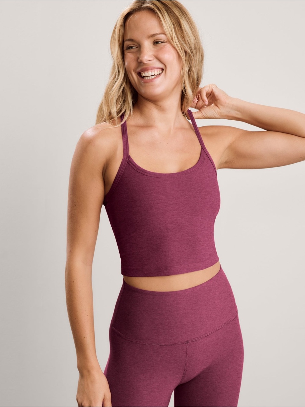 Beyond Yoga Space-dye Racerback Bra Tank Sz M Pomegranite Heather
